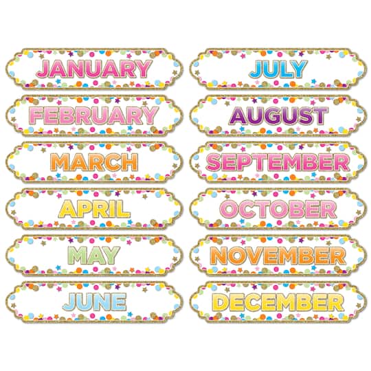 Confetti Months of the Year Magnetic Die-Cut Timesavers & Labels, 6ct.
